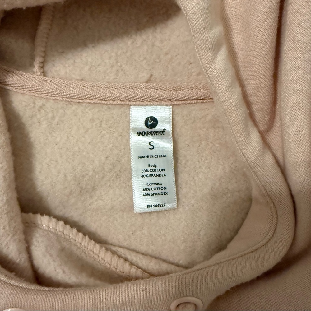 90 Degree by Reflex Hoodie Pink Fleece Thumbhole Pullover Womens Small - Picture 5 of 5